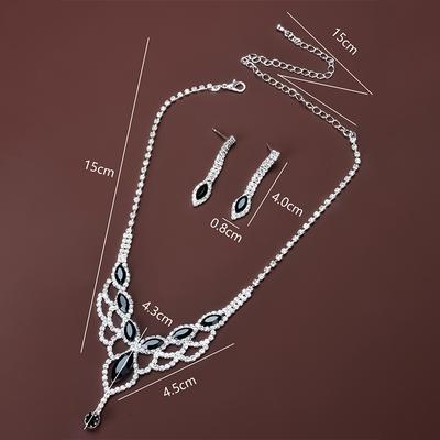 3Pcs  Vintage Geometric Hollow  Necklace Earrings For Women Versatile Wedding Bride Jewelry Sets Accessories
