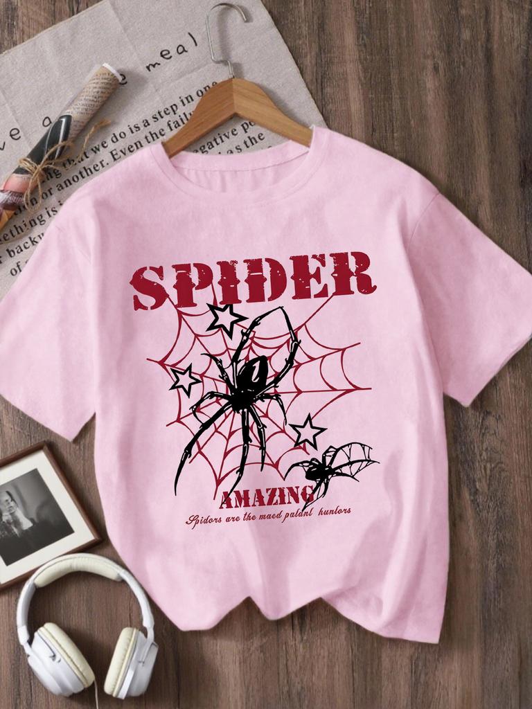 Úžasné dětské tričko s kulatým výstřihem a potiskem pavouka Letní Street Style Dovolenková Věc Oblečení pro rodiče a děti