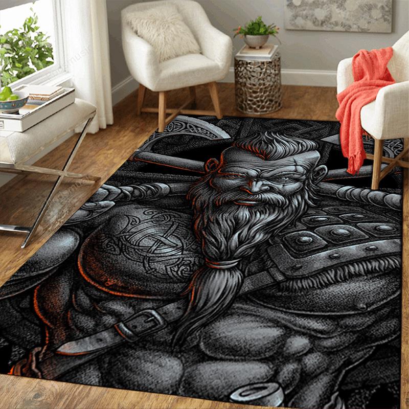 Imposing Viking Warrior Rug Floor Mat for Living Room or Bedroom Soft and Comfortable Carpet a Gift for Birthday and Holiday.NFF0928202