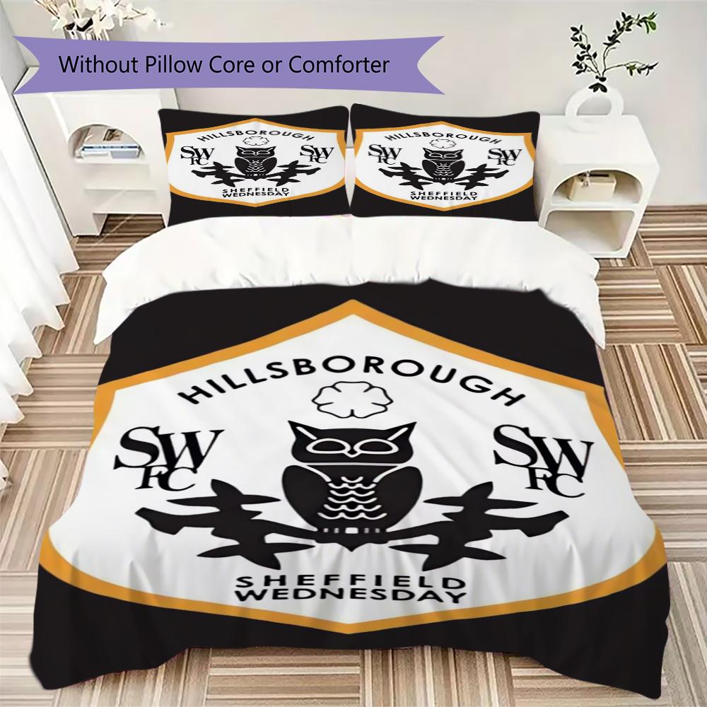 Sheffield Wednesday Pattern Bedding Uilt Set Uilt Cover Pillowcase Home Decoration Birthday Gift (1 * Duvet Cover + 2 * Pillowcase Without Core)