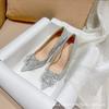 [Spot] Golden wedding shoes Xiuhe wedding dress two wear bride shoes French high heels 2025 new crystal shoes