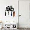 Lotus Key Holder 11.81 Inch Black Metal Wall Mount Decor for Home Office Outdoor Gift