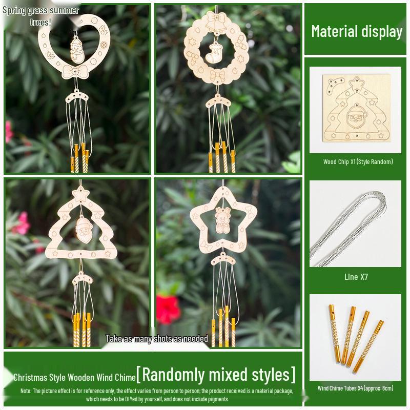 DIY Wooden Christmas Wind Chime Kit: Children's Painting & Decorating Ornament Gift