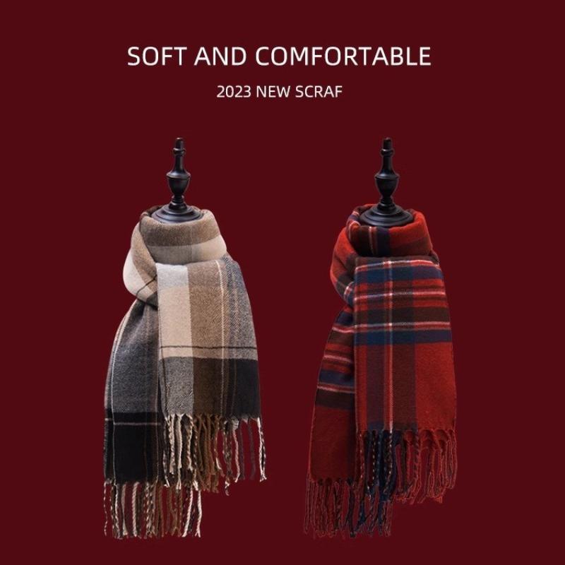 Red Plaid Scarf Women's Autumn and Winter Christmas Student Warm Scarf Tide Winter Scarf