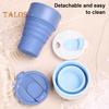 Collapsible Silicone Travel Cup 12oz Portable Foldable Coffee Mug for Camping Hiking Commuting Leakproof Eco-Friendly Water Bottle with Wide Mouth