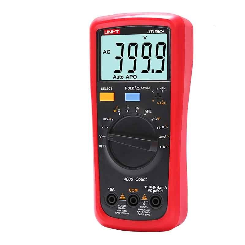 UNI-T UT136C+ Multimeter Digital multimeter tester AC DC Voltmeter Ammeter Ohm capacitance HFE Diode/transistor tester