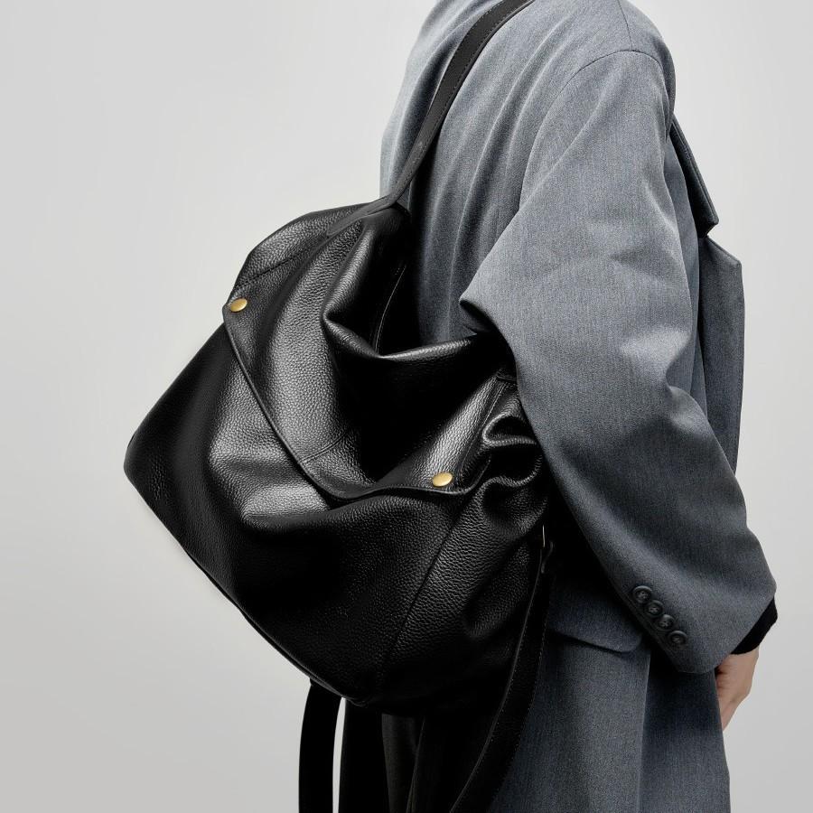 Bolso Tote de Cuero Vacuno de Gran Capacidad Bolso de Hombro Versátil de Cuero Suave Bolso Casual para Mujer