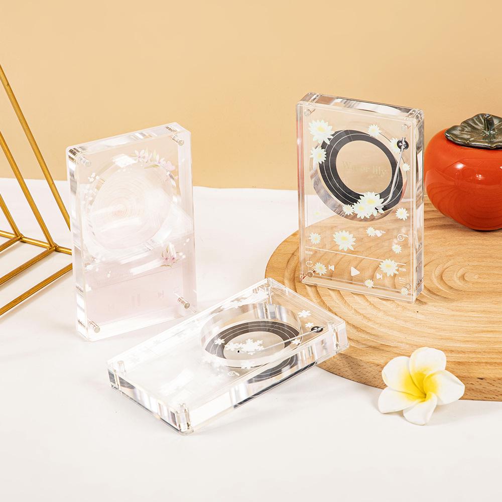 Custom Summer Blossoms Acrylic CD Player Badge & Brick Record Display Rack