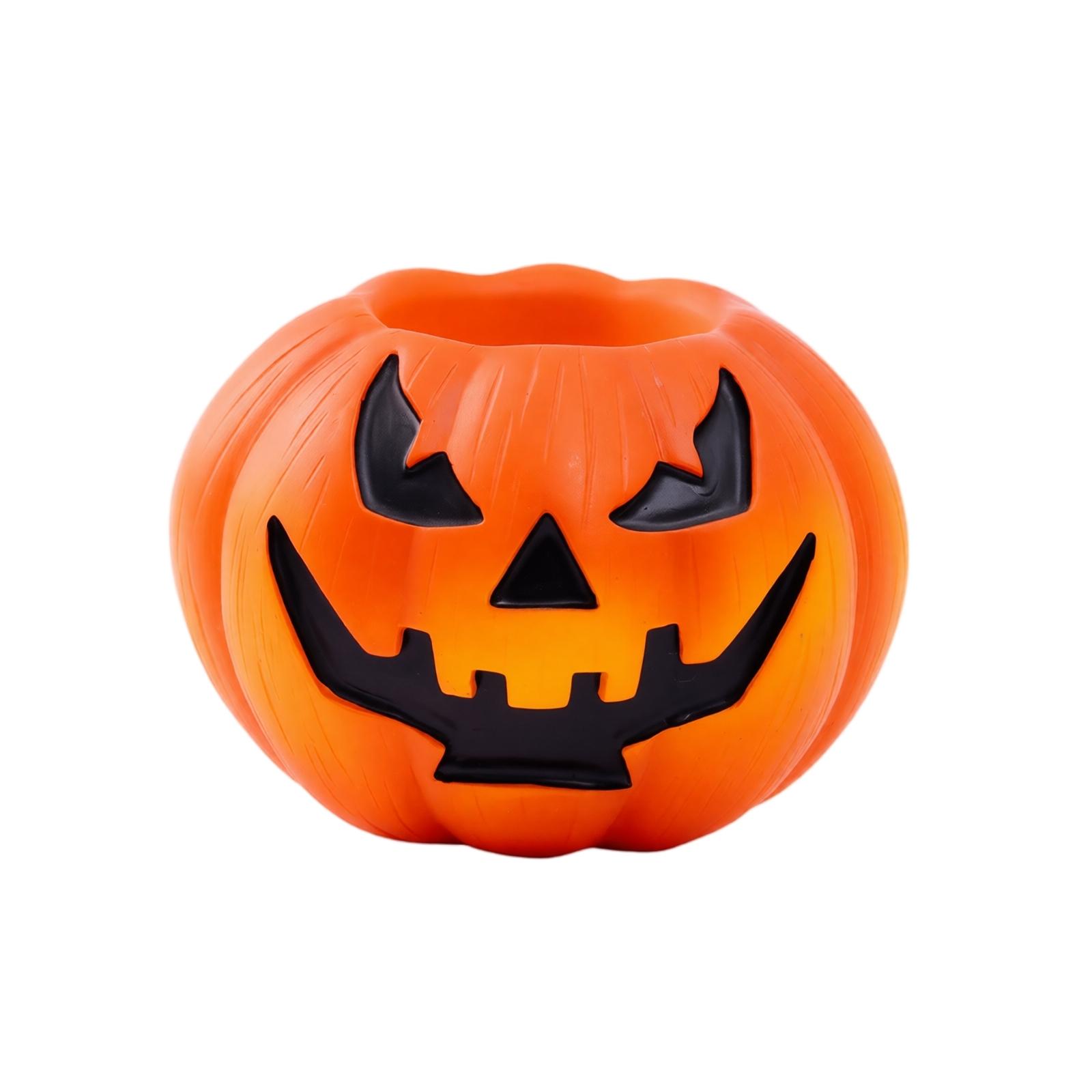 Halloween Pumpkin Scary Face Decorative Storage Bowl Resin Ornament for Home Party Decor One Size