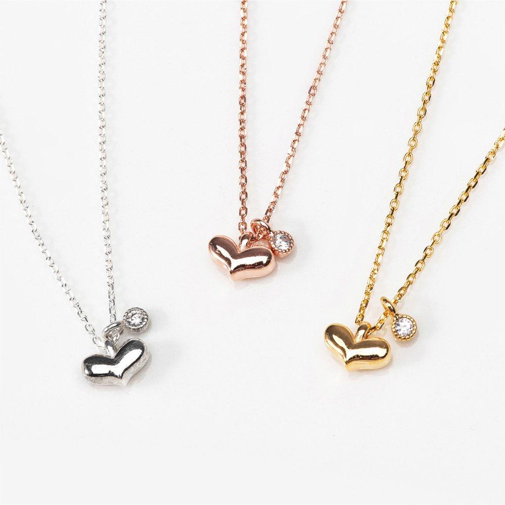 Convex Heart Q Charm Silver Necklace