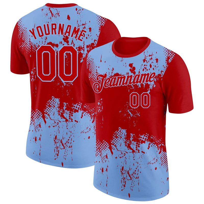 Individuelles Name Nummer 3D Farbblockmuster T-Shirt Neues Design Pop Herren Fußball Kurzarm Oberteile Schnelltrocknend Unisex Individuelle T-Shirts