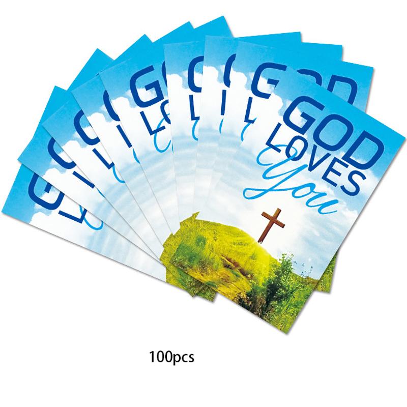 

100 шт. Религиозные благодарственные открытки Бог любит тебя Иисус заплатил за все - Христианские поздравительные открытки на крещение/Пасху/богослужение