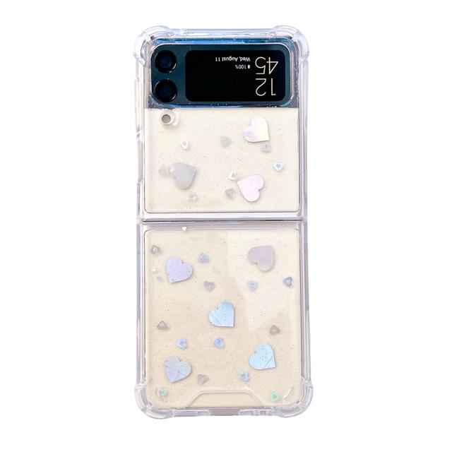 For Samsung Galaxy Z Flip 4 3 Case Transparent Glitter Star Love Clear Shockproof Back Cover For Samsung Z Flip4 Zflip3 5g Case