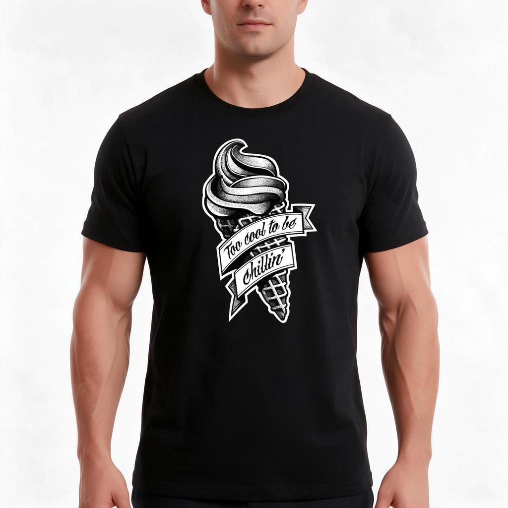 Too Cool Black And White TShirt Summer Casual Cotton Tee Oversized Streetwear Tops Vintage Graphic Print 100 Cotton