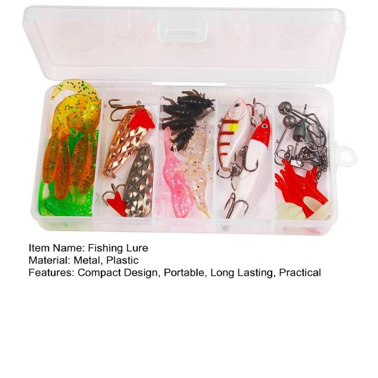 Fishing Lure Set Realistic Looking Vibrant Color Compact Design Portable Soft Lure Fake Bait with Treble Hooks