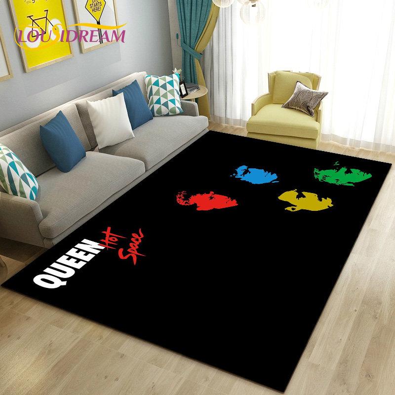 Tappeto Area Grande Freddie Mercury Queen-Rock-Band, Tappeto per Soggiorno Camera da Letto Divano Zerbino Decorazione, Tappetino Antiscivolo per Pavimento 3D