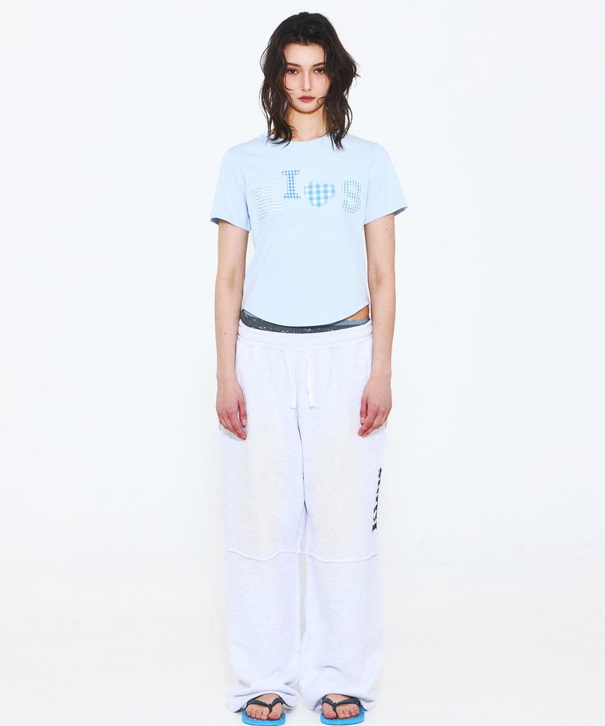 Kimseupeulesikoteunmakes Bumpy Kiss Logo Applique T-Shirt Blue