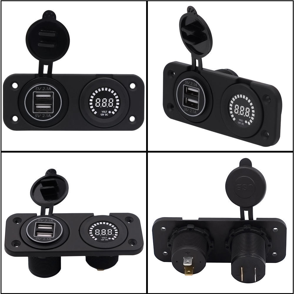 12 V LED Duel Auto 2 USB-Port Ladegerät mit DC Voltmeter Digital Auto/Motorrad/Boot Zigarettenanzünder Buchse Splitter