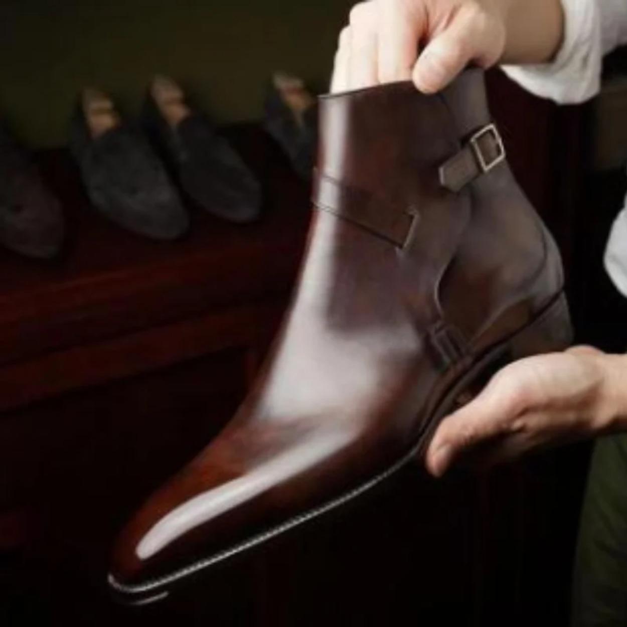 

Men s Shoes New Fashion Handmade Pu Leather Classic Dress Boots Low Heel Stylish Casual Formal Chelsea Boots Zapatos 38 чорний