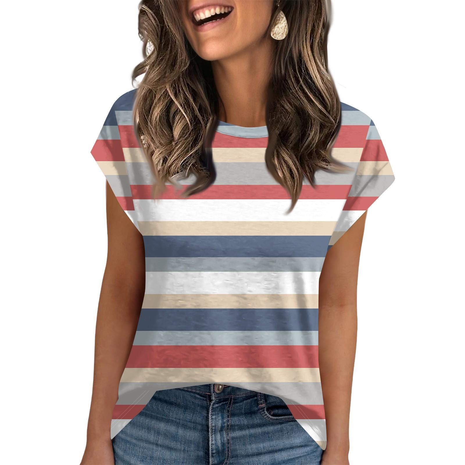 

Women Work Casual Fashion Short-sleeved Round Neck T-shirt Top L