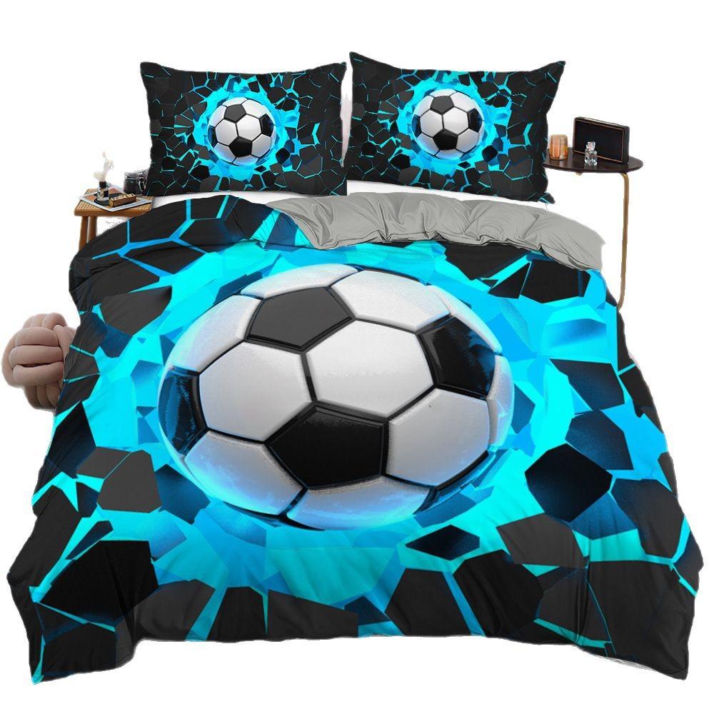 Quilt Cover Bedding 3D Printing Three-Piece Set Home Textiles Technology Sense Football Sports