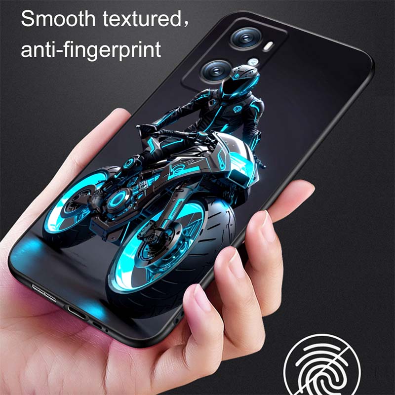 Creative motorcycle rider cool For OPPO Reno 5 6 7 A96 A40 A58 Realme GT A74 A78 Neo2 A74 A78 Find X5 X3 X7 X8 Black Phone Case