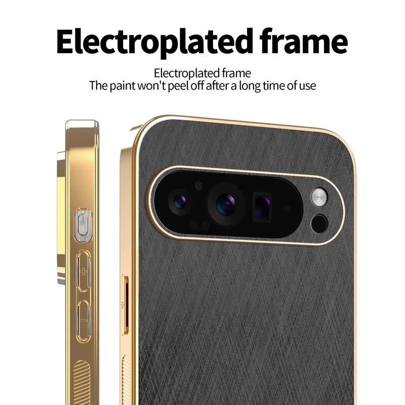 Stripe Thread Texture Leather Back Plating Case For Google Pixel 10 9 9a 8 7 6 Pro Anti Fingerprint Slide Camera Protector Shell