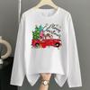 (Asian Size) Tree Watercolor Print T Shirt Christmas Holiday Graphic Tee Women Autumn Winter Casual Fashion Top Clothing Long Sleeve T-shirts