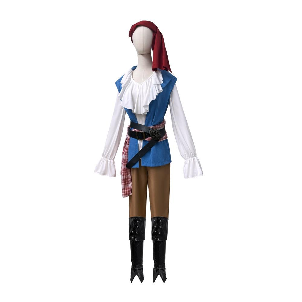Costume Cosplay Capitano Pirata Vichingo Marinaio Caraibico Halloween Gioco Ruolo Uniforme