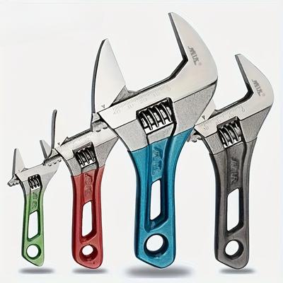 1 sztuka, klucz nastawny - duży otwór, 4 dostępne rozmiary, krótki uchwyt, mini klucz z podziałką laserową i gumową rączką - wytrzymały metal