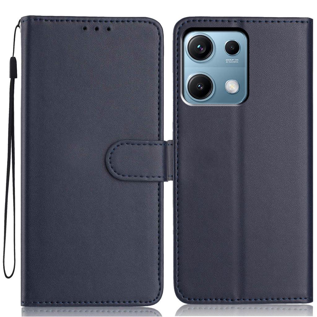 For Xiaomi Redmi Note 14S 4G Wallet Case with Strap/Multiple Card Slots Solid Color Leather Stand Phone Cover