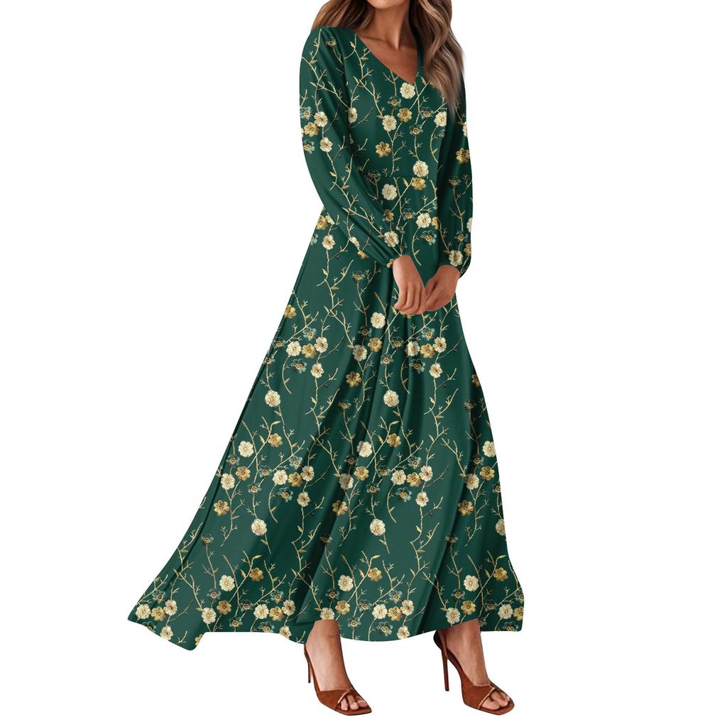 Women's Summer Dresses Casual Long Sleeve Maxi Dresses Cute Floral Maxi Dresses Wedding Guest Dresses Flowing Dresses