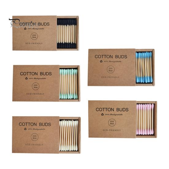 Cleaning Swab 1 Box Cotton No Lint Loss Disposable Double Head Design Soft Colorful Round Pointed Makeup Home Supply Cosmetic