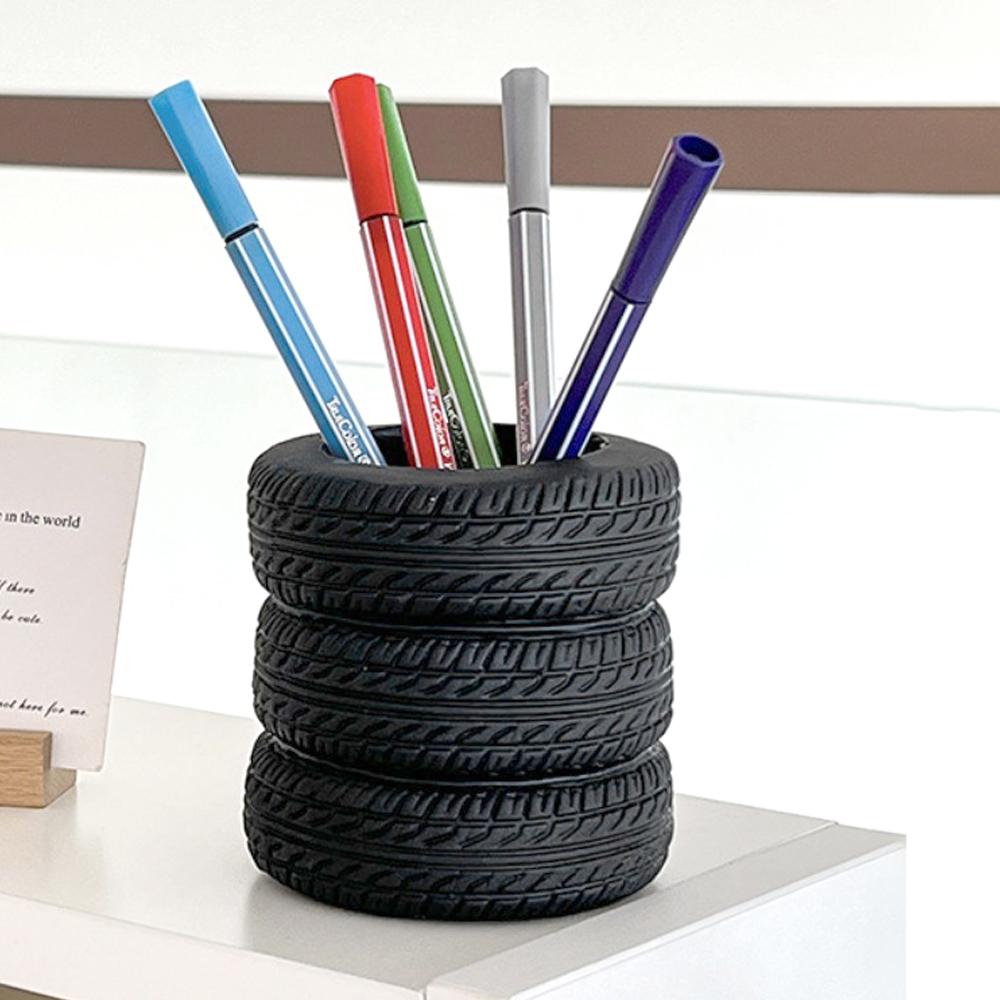1 Pc Creative Tire Pen Holder, Personalized Stationery Storage Bucket, Office Desktop Storage Tube