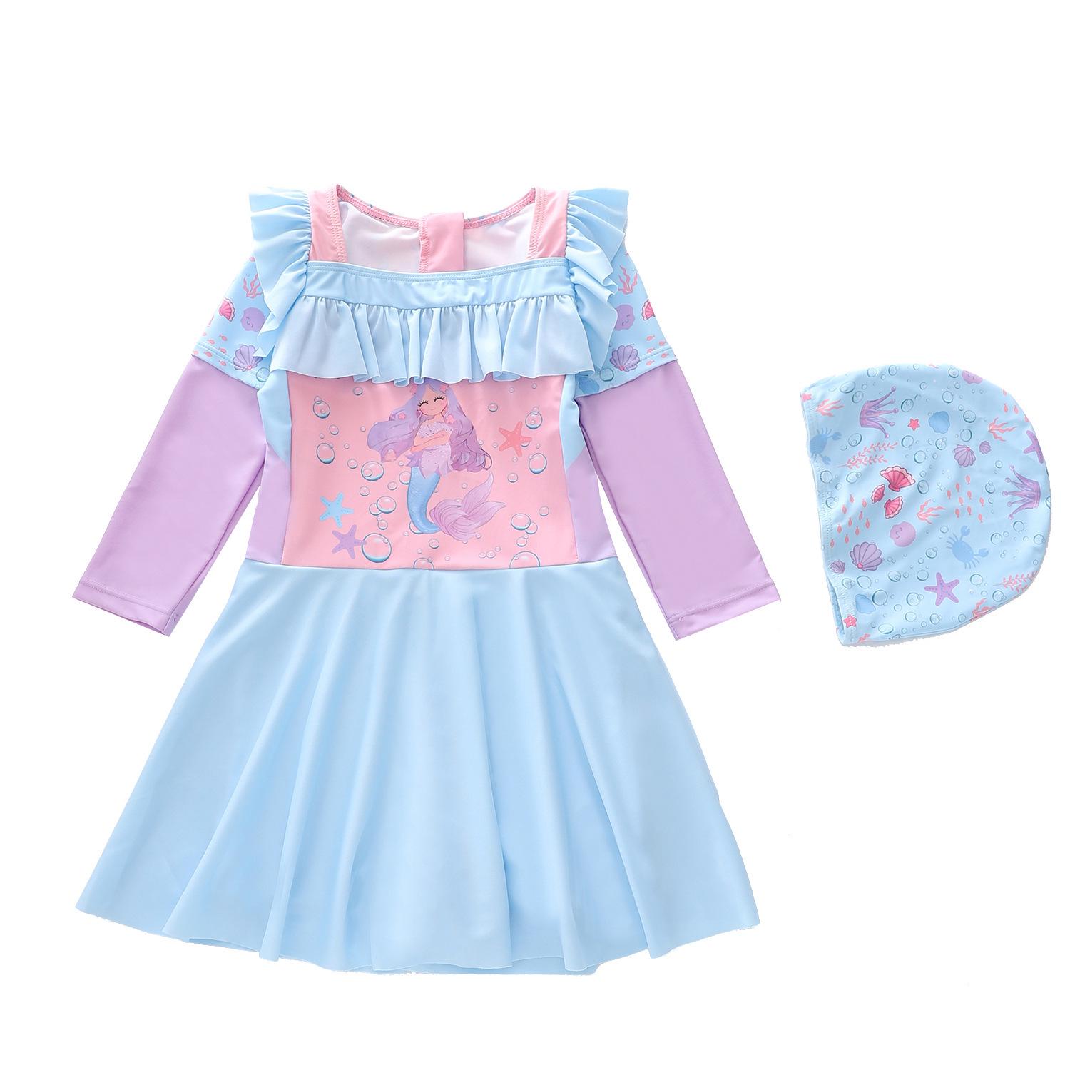 Cartoon Ruffle Swimsuit for Girls - Small/Medium/Large, CPC Certified 3XL (120-130cm, 47-55kg)