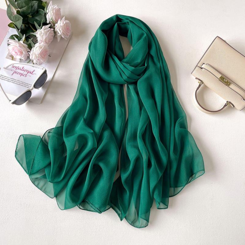 Solid Color Headscarf Silk Scarf Thin Large Scarf Travel Sun Protection Decorative Shawl Linen Plain Scarf Versatile
