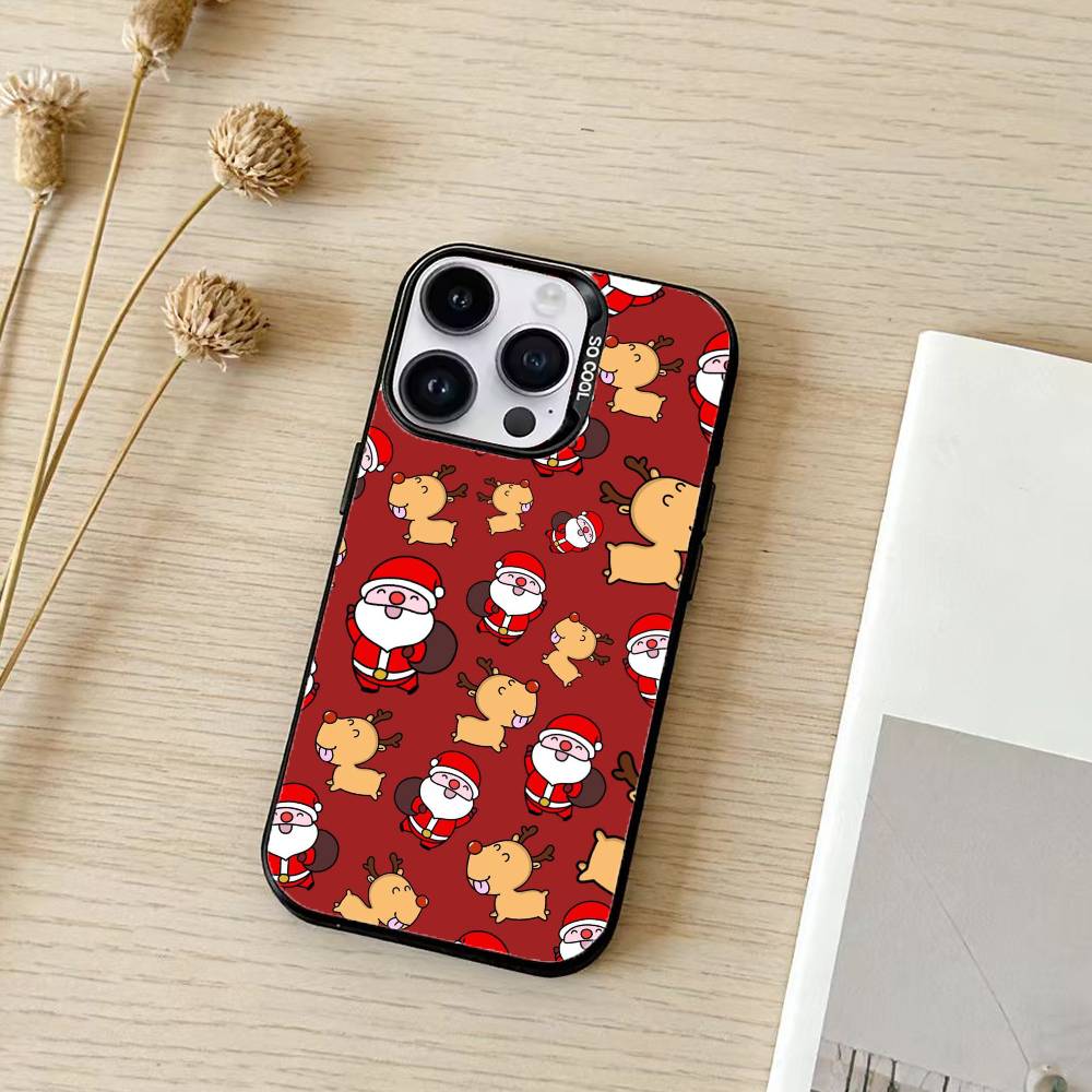 Christmas Santa Claus Phone Case Color Silver Shell For IPhone 17 16 15 14 13 12 11 Pro Max Plus