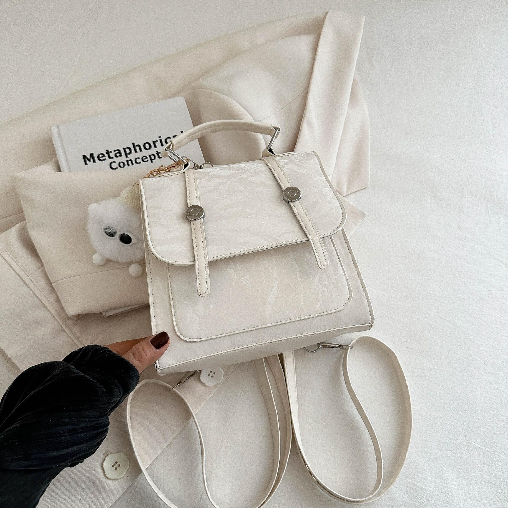 

Fashion simple college style multi-functional portable backpack, foreign style personalized leisure 2024 crossbody portable backpack Without pendant білий