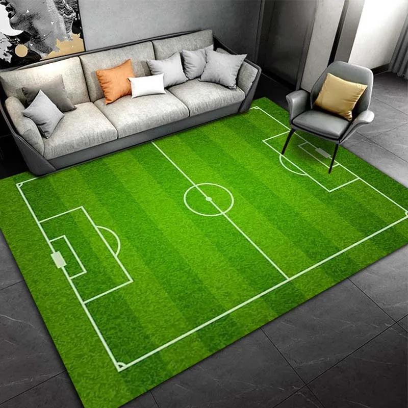Basketball Court Motif Non-Slip Carpet for Boys Bedroom Living Room Sports Decor Welcome Mat Play Rug
