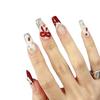 New Year's Manicure Pure Hand-wearing Nail Pieces Handmade Hand-painted Gypsum French Wine Red New Year's Manicure Bow