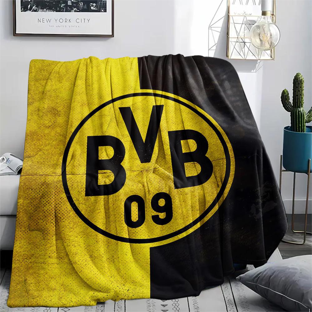 Borussia Dortmund Logo Print Flannel Blanket, High Quality Comfortable for All Seasons, Home Decor, Warmth and Comfort, Perfect for Christmas Gifts