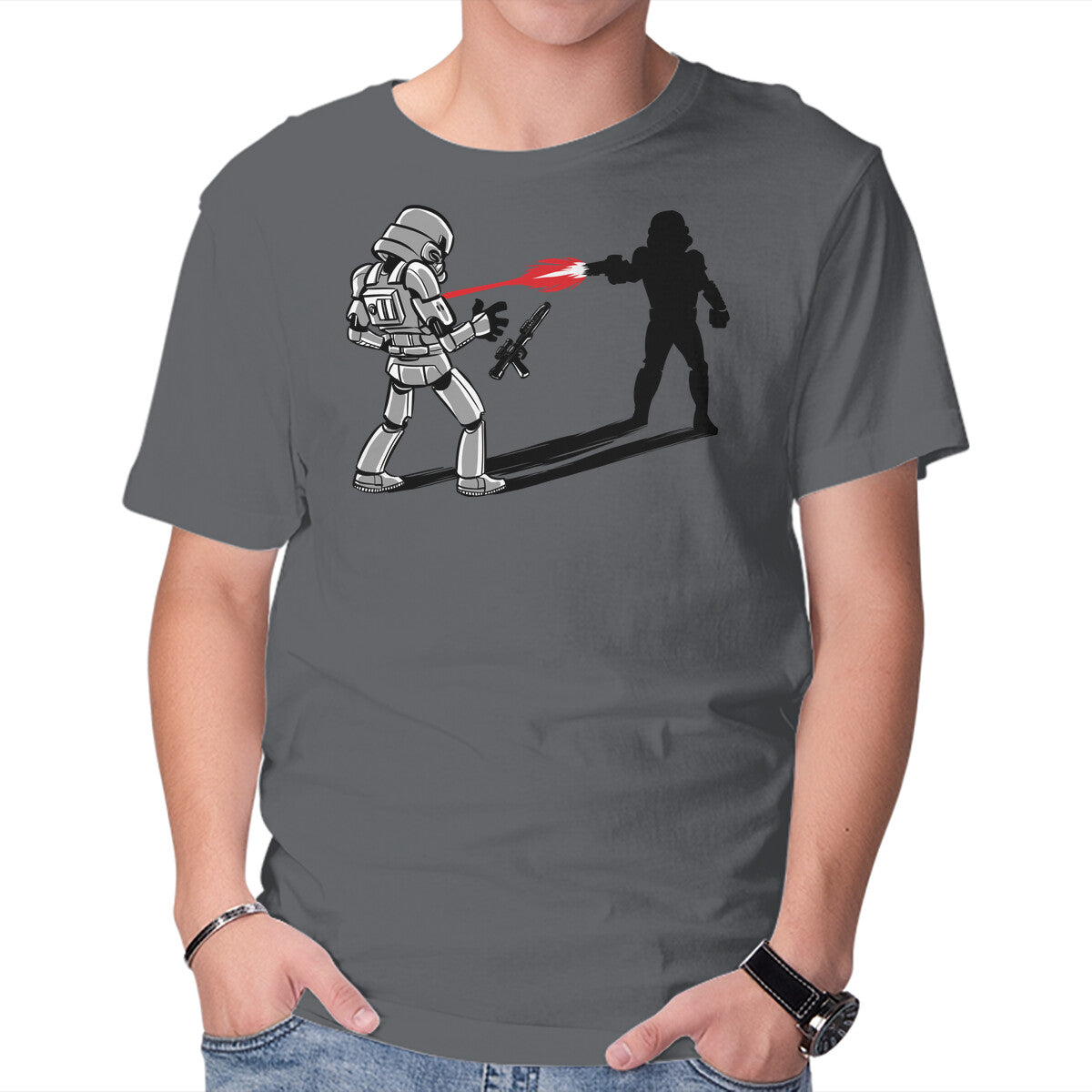 Unisex Crew Neck T-Shirt Shadow Battle Graphic Short Sleeve Casual Tee M