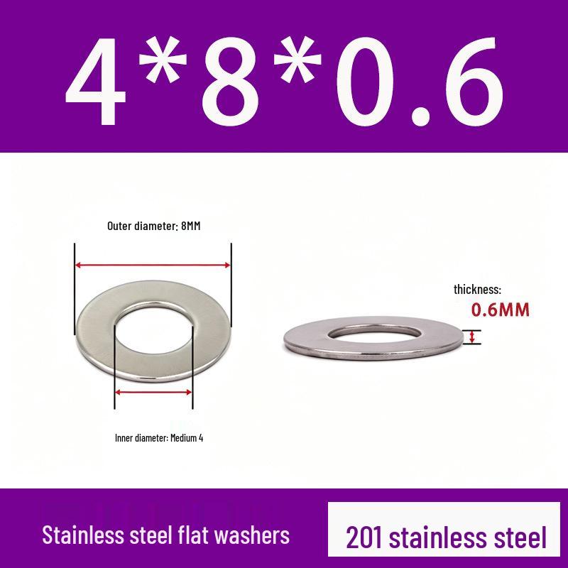 201 Stainless Steel Rust-proof Flat Washer - National Standard Hardware Fasteners with Complete Specifications, In Stock.