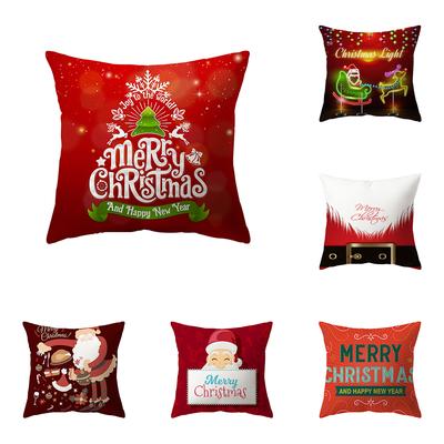 Merry Christmas Santa Claus Print Pattern Cushion Cover Home Living Room Sofa Decoration Square Polyester Pillow Pillow Cover