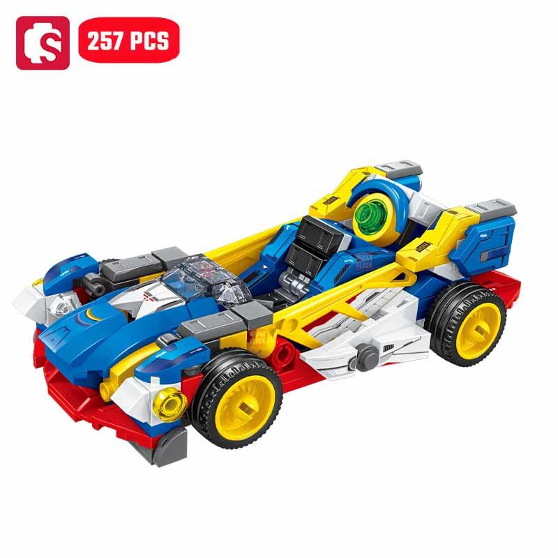 Non-Toxic Sembo Anime Elemental Chariot Assemblage Building Blocks Moc Sports Car Racing Vehicle Model Bricks Kids Toys For Children Diy Gifts