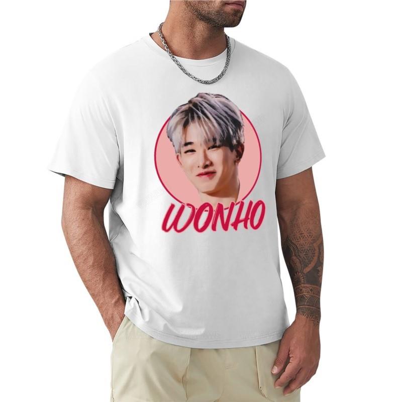 Tshirt Men Cotton Tshirt Retro Inspired Wonho TShirt Graphic T Shirts Black T Shirt Mens Graphic Tshirts Pack Boys Tees