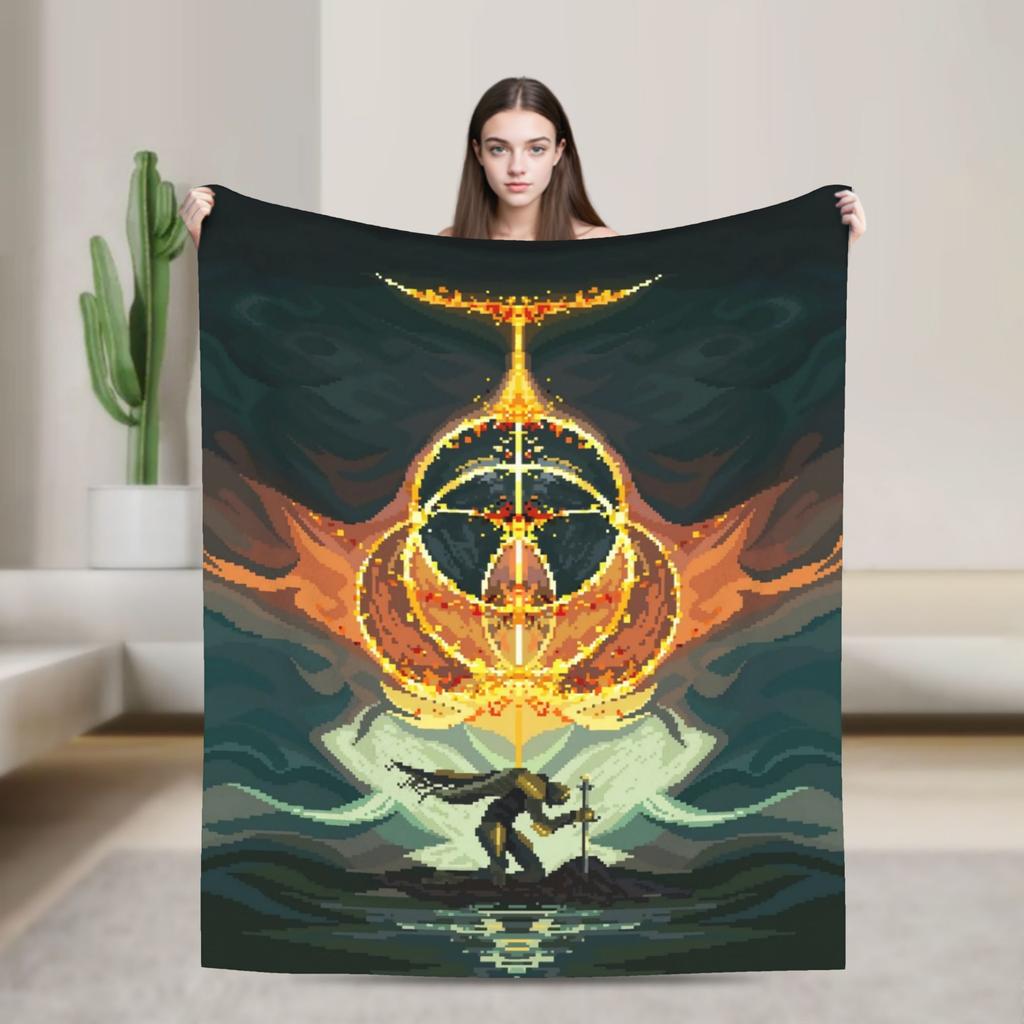 Elden Ring Flannel Blanket Warm Soft Throw Blanket For Bedroom Travel Office Print Bedspread Sofa Bed Cover