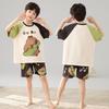 Boys Cotton Pajama Set Short Sleeve Cartoon Print Lightweight Sleepwear Kids 8 Years Home Wear