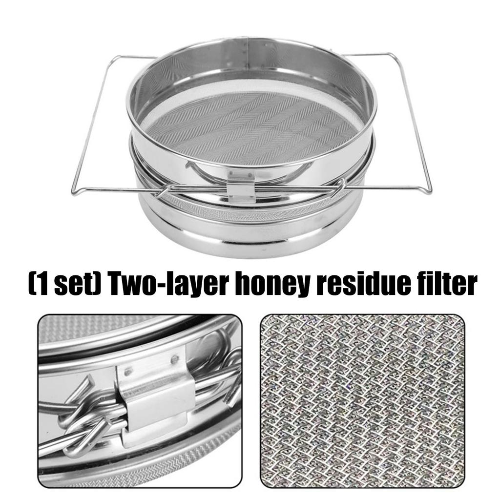 Dual Mesh Stainless Steel Honey Filter For Beekeeping With Adjustable Telescoping Arm Fits 5 Gallon Bucket