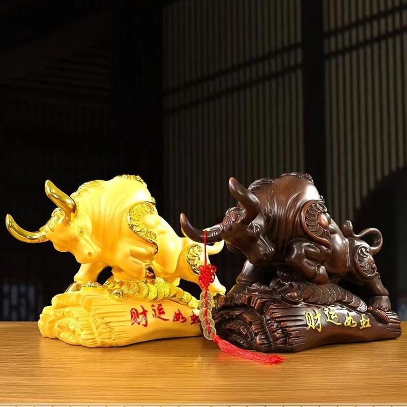 Resin Animal Bull Statue Art Sculpture Fortune Cattle  High Quality Home Living Room Office Decorative Crafts Free Delivery